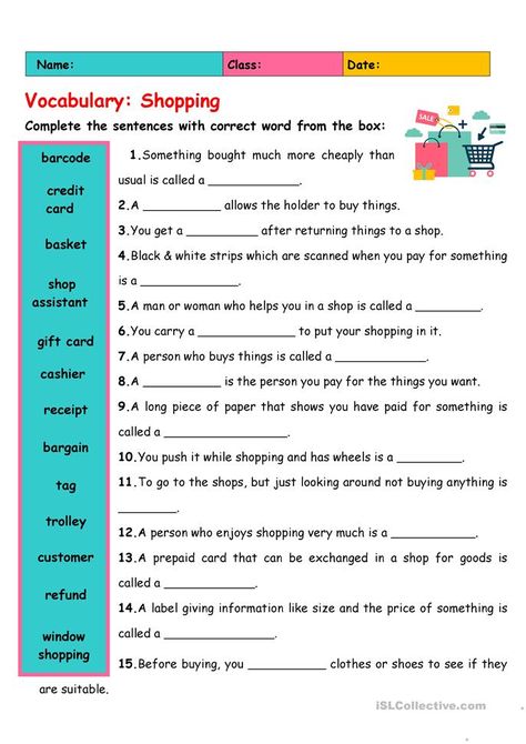 Vocabulary: Shopping - English ESL Worksheets for distance learning and physical classrooms Kids Handwriting Practice, Materi Bahasa Inggris, Life Skills Class, Esl Teaching Resources, Esl Vocabulary, Ppt Slides, English Grammar Worksheets, Grammar Practice, Vocabulary Practice