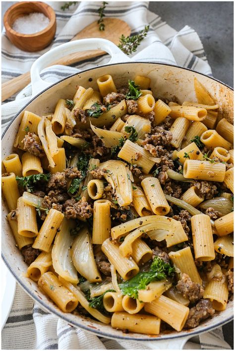 Fennel Sausage Pasta, Sausage Kale Pasta, Sausage And Fennel, Cozy Pasta, Fennel Pasta, Pork Sausage Recipes, Kale Pasta, Fennel Recipes, Sausage Pasta Recipes