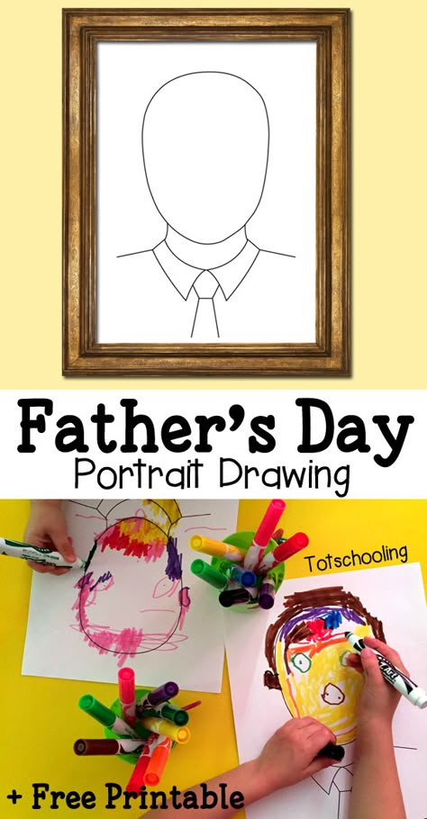 FREE printable craft for kids to make dad's portrait for Father's Day. Can be used in different ways, by drawing, coloring, making a collage or with playdough! Great for many different ages including toddlers and preschoolers! Papa Tag, Kids Fathers Day Crafts, Fathers Day Art, Father's Day Activities, Free Printable Crafts, Father's Day Craft, Fathers Day Ideas, Cadeau Parents, Diy Father's Day Gifts