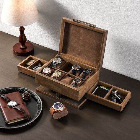 Luxury Watch Box, Wood Watch Box, Tea Boxes, Wooden Watch Box, Mens Watch Box, Grey Watch, Watch Storage Box, Watch Holder, Watch Boxes