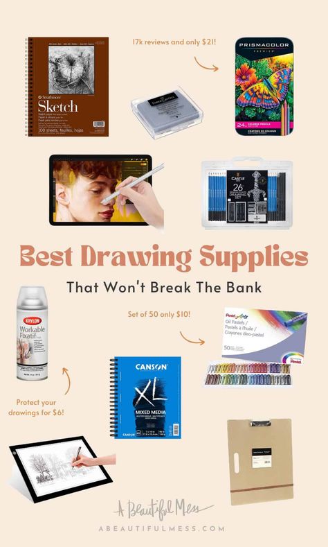 Best Art and Drawing Supplies (That Won't Break the Bank) - A Beautiful Mess Art And Drawing, Digital Drawing Tablet, Oil Paint Set, Kneaded Eraser, Cheap Art, Watercolor Paint Set, Best Drawing, Sketch Paper, A Beautiful Mess