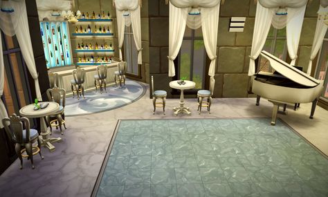 The blue ballroom in my Windeburg Castle build #thesims4 Sims 4 Ballroom, Sims 4 Castle Interior, Sims 4 Palace Interior, Sims 4 Royal Build Cc, Minecraft Castle Ballroom, Castle Ballroom, Blue Ballroom, Sims 4 Wistful Castle, Blocksburg House