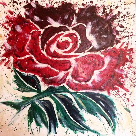 Traditional England rugby Rose. Splatter affect and authentic back drop. Acrylic on canvas England Rugby Rose, Rugby Drawing, Rugby Tattoo, England Tattoo, English Rugby, Strong Tattoos, England Rugby, Back Drop, Star Tattoos