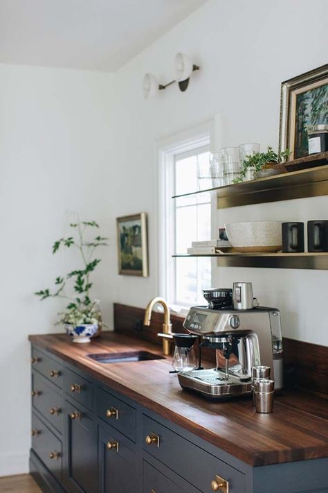 Morning Bar, Jean Stoffer Design, Jean Stoffer, Modern Classic Home, Inset Cabinetry, Coffee Bar Design, Home Coffee Stations, Bar Inspiration, Coffee Corner