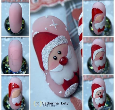 Santa Nail Art, Cartoons Krishna, Nail Noel, Winter Nail Art Designs, Deco Nails, Nail Art Noel, Christmas Nail Art Ideas, Santa Nails, Xmas Nail Art