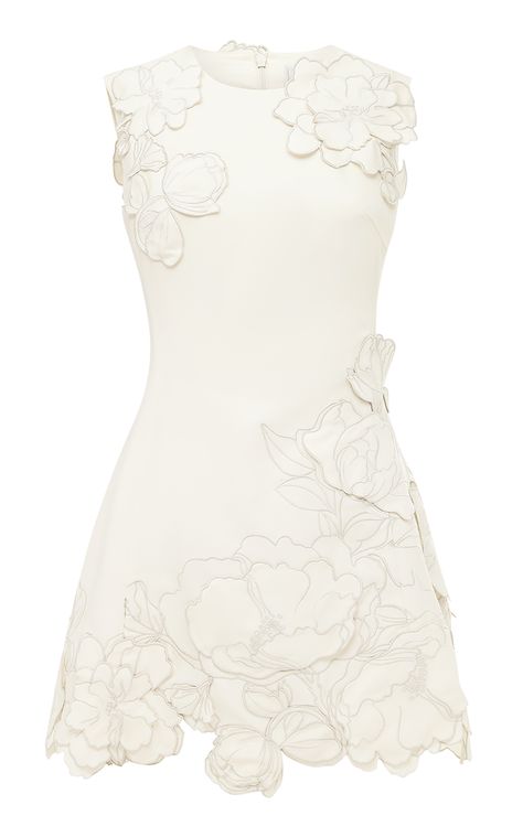 Chloe Floral-Appliquéd Crepe Mini Dress By Leo Lin | Moda Operandi Leo Lin, Cocktail Attire, Stunning Gowns, Grad Dresses, Short Sleeve Mini Dress, Reception Dress, Mini Cocktail Dress, Red Mini Dress, Lace Mini Dress