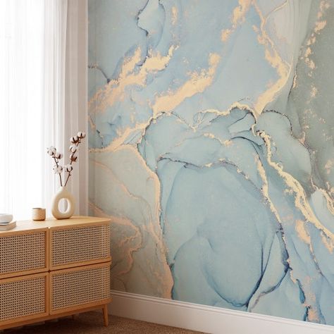 Light Green Marble Wallpaper NOT Metallic Ombre Watercolor | Etsy Marble Effect Wallpaper, Marble Wall Mural, Look Wallpaper, Luxury Marble, Marble Wallpaper, Marble Wall, More Wallpaper, Decoration Inspiration, Bathroom Wallpaper