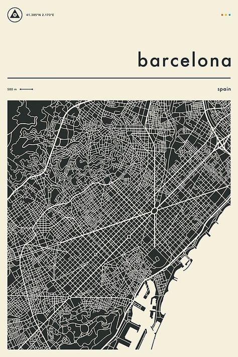 Barcelona Map, Minimalist Art Deco, College Poster, Barcelona City, City Map Poster, Bedroom Posters, Map Art Print, Travel Wall Art, City Street