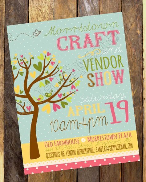 Spring Craft Show / Fair / Vendor Market Poster / Advertisement Digital CUSTOM PRINTABLE DOWNLOAD Church School Festival Activity Party Fair Poster Design, Farmers Market Packaging, Bazaar Poster, Powerpoint Poster Template, Display Table Ideas, Craft Poster, Opening Invitation, Fair Poster, Vendor Fair