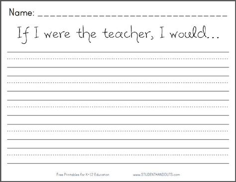 If I were the teacher, I would... Printable Writing Prompt Worksheet Teachers Worksheets, Teaching Worksheets, Free Writing Prompts, Second Grade Writing, Kindergarten Writing Prompts, Language Arts Worksheets, Writing Sheets, Holiday Homework, Creative Writing Activities