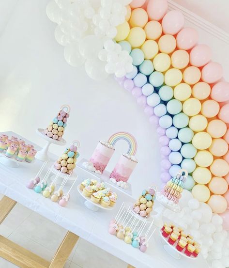 Rainbow Themed Birthday Party, Birthday Sweets, Rainbow First Birthday, 1st Birthday Party For Girls, Pastel Birthday, Love Work, Rainbow Food, First Birthday Party Themes, Rainbow Birthday Party