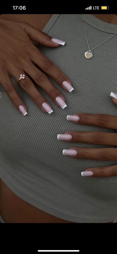 Summer Nails White Design, Summer French Nails 2024, Classic French Nails Square, Nails 2024 French, Ballerina Nails Inspiration, Vacation French Tip Nails, Kim K Nails, Nail French Design, French Nails Rosa