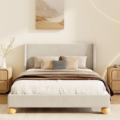 Home Decorating Modern Bedroom Decoration Ideas Headboard Round, Bed Platform, Modern Platform Bed, Wingback Bed, Lit King Size, Wooden Headboard, Wingback Headboard, Velvet Bed, Upholstered Bed Frame