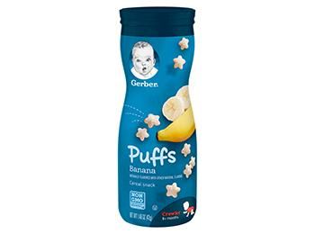 GERBER Premium Cereals & Baby's First Foods | Nestlé Baby & me Singapore Gerber Puffs, First Finger Foods, Gerber Baby Food, Baby Puffs, Vegetable Snacks, Cereal Snacks, Baby Cereal, Baby Fruit, Peach Puff