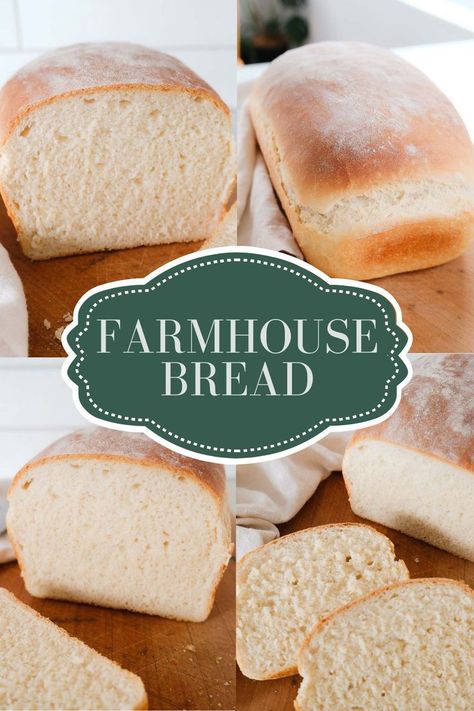 Farmhouse Bread Recipe, Easy White Bread, White Bread Loaf, Bread Loaf Recipe, Farmhouse Bread, Recipe For Beginners, Bread Rolls Recipe, White Bread Recipe, Farmhouse White