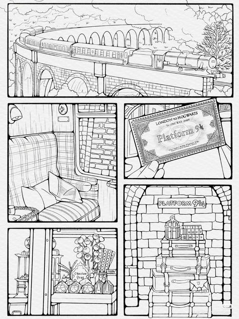 Harry Potter Colouring Pages, Coloring Pages Harry Potter, Winnie The Pooh Coloring Pages, Pooh Coloring Pages, Modele Zentangle, Harry Potter Coloring Book, Harry Potter Coloring Pages, Harry Potter Painting, Whimsical Art Journal