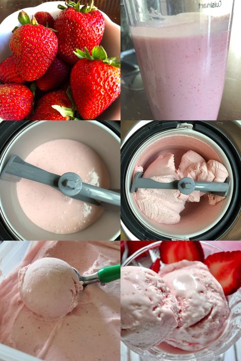 Strawberry Ice Cream (No Eggs) - Culinary Shades Ice Cream No Eggs, Easy Strawberry Ice Cream, No Egg Ice Cream Recipe, Cuisinart Ice Cream Maker Recipes, Homemade Ice Cream Recipes Machine, Homemade Strawberry Ice Cream, Ice Cream Recipes Machine, Strawberry Ice Cream Recipe, Icee Recipe