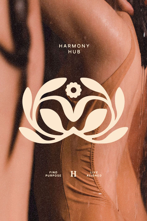 The floral logo and brand identity for Harmony Hub, a mindset and wellness coaching service. Life Coach Logo Design, Wellness Design Graphic, Holistic Branding Design, Safari Branding, Womens Health Branding, Self Care Branding, Coaching Branding Design, Floral Branding Design, Sunflower Branding