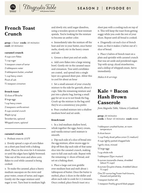 Magnolia French Toast, Joanna Gaines French Toast Crunch, Joanna Gaines French Toast Casserole, Joanna Gaines French Toast, Gains Recipes, Magnolia Recipes, Crispy French Toast, Johanna Gaines, French Toast Crunch