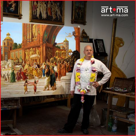 Patrizio Landolfi also known as Pandu Putra, curated The Mahabharata Collection, in partnership with Italian artist Giampaolo Tomassetti. #mahabharata #indianmythology #iskcon #artist #painter #canvasart #krishna #artgallery #artmaartgallery #bhakti #curate #spiritualar Giampaolo Tomassetti Mahabharata, Giampaolo Tomassetti, Continental Drift, The Mahabharata, Baby Krishna, Lord Krishna Images, Krishna Images, Italian Artist, Lord Krishna