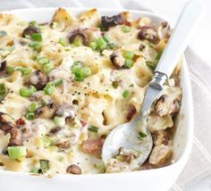 Dig in to this creamy #ham and #mushroom bake! Ham And Mushroom Pasta, Mushroom Pasta Bake, Family Supper, Baked Pasta Recipes, Leftover Ham, Mushroom Pasta, Bbc Good Food Recipes, Rigatoni, Pasta Bake