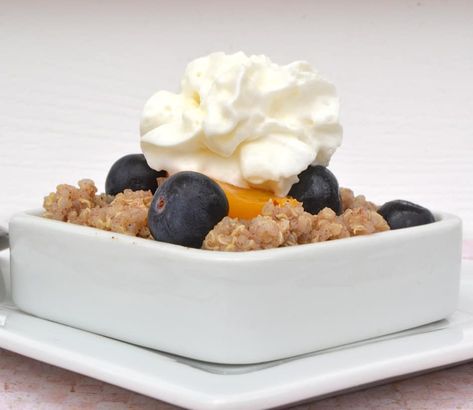 Peach and Blueberry Quinoa Dessert Blueberry Peach Quinoa Bake, Quinoa Dessert, Quinoa Desserts, Blueberry Quinoa, Quinoa Bake, Dessert Alternatives, Peach Blueberry, Cooking Mama, Kiss The Cook