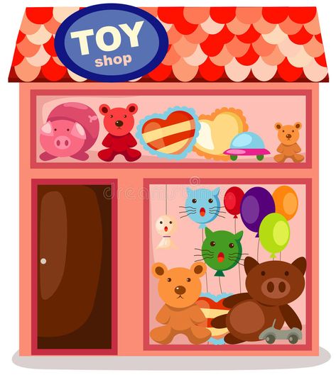 Toy shop. Illustration of isolated toy shop on white background , #affiliate, #Illustration, #shop, #Toy, #isolated, #background #ad Toy Shop Display, Shopping Clipart, Teacher Posters, Shop Small Quotes, Shop Front Signage, Carnival Birthday Parties, Shop Illustration, Toy House, Inspiring Stories