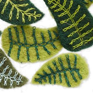 Component, felt and cotton, blue and multi-green, 38x23mm-42x28mm undrilled single-sided leaf. Sold per pkg of 12. Summertime Ideas, Felt Flowers Patterns, Felt Pincushions, 3d Perler Bead, Felt Coasters, Felt Leaves, Felt Embroidery, Felt Projects, Wool Projects