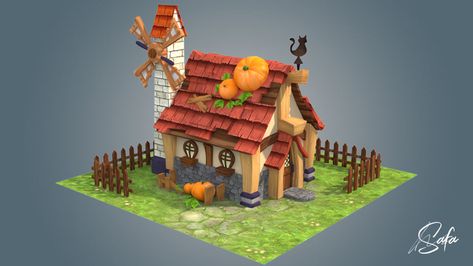 3D stylized house on Behance Cartoon Building, 3d Karakter, Cartoon House, Casual Art, Isometric Art, Tanah Liat, Game Props, Low Poly Art, 3d Modelle