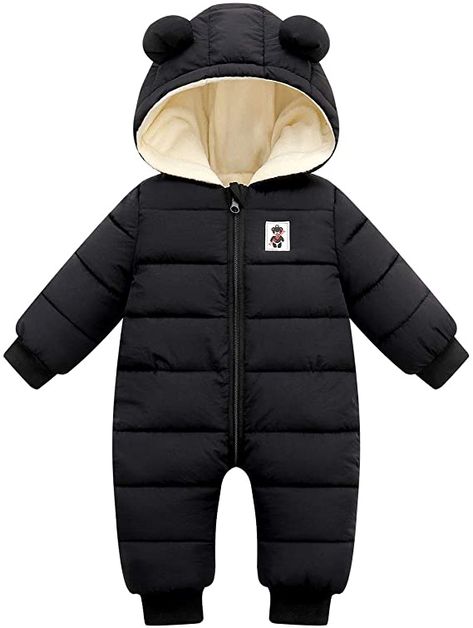 Toddler Snowsuit, Hoodie Romper, Baby Snowsuit, Baby Overall, Cherry Baby, Winter Jumpsuit, Winter Baby Clothes, Black Baby