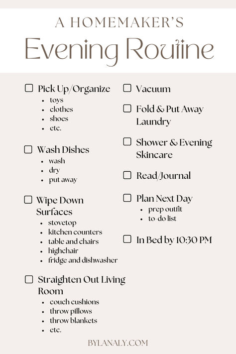 Stay-at-home mom evening routine Nightly Cleaning Routine, Housewife Routine Stay At Home, Night Time Cleaning Routine, Night Cleaning Routine, Evening Cleaning Routine, Clean Mom Aesthetic, House Cleaning Aesthetic, Homemaker Routine, Sahm Aesthetic