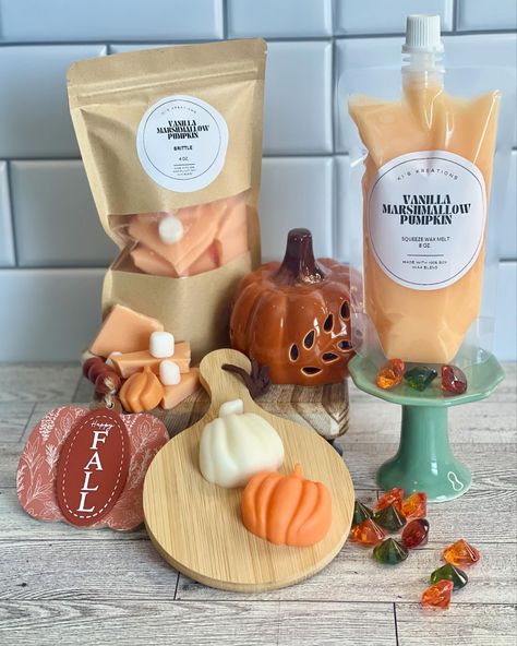 Vanilla Marshmallow Pumpkin bundle now available on the website! 🎃🍨 Bundle includes an 8 oz squeezable wax melt, 4 oz brittle melt, and 2.5 oz wax tart and are $20. Shop at www.kiskreations.shop 🛍️ #squeezewax #waxmelts #squeeazable #smallbusiness #soywax #waxmeltsoftiktok #homemade #squishwax #waxmeltmaking #fallwaxmelts Pumpkin Brittle, Wax Brittle, Marshmallow Pumpkin, Vanilla Marshmallows, Happy Fall, Wax Melts, Soy Wax, Tart, Vanilla