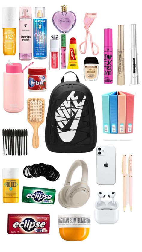 Cheap Cosmetic Bag For Back To School Organization, School Beauty Bag Essentials, Girly Emergency Kit Back To School, Trendy Bags For Students, Back To School, Sporty Backpack For College, Back To School, Middle School Supplies, School Backpack Essentials, Preppy School Supplies, School Survival Kits