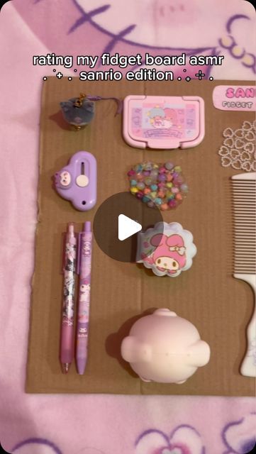 sanriolve on Instagram: "rating my fidget board asmr, sanrio edition 🩷🩷 longer ver posted on my tiktok! comment any theme reqs/if you want to see more <3 #hellokitty #asmr #sanrio #fidget #fidgetboard #lowqualityasmr #badasmr #kuromi #mymelody #fyp #cinnamoroll #pompompurin" Fidget Boards, Fidget Board, Cinnamoroll Pompompurin, Slime Recipes, Animals Amazing, Sanrio Cinnamoroll, Paper Diy, Slime Recipe, Gacha Life