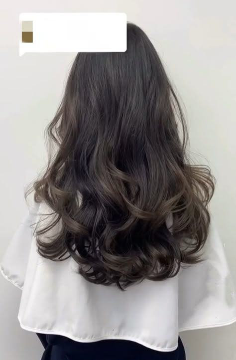 Korean Waves Hairstyle Medium, Korean Perm Layered Hair, Medium Hair Digital Perm, Korea Perm Long Hair, Korean Curls Loose Waves, Long Layered Permed Hair, Asian Hair Perm Loose Waves, Digital Perm Layered Hair, Digital Wave Hair