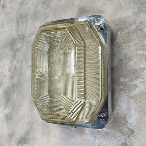 Vintage Outdoor Lighting, Bulkhead Wall Light, Large Wall Lighting, Steampunk Lighting, Reeded Glass, Cage Light, Factory Lighting, Bulkhead Lights, Oil Rigs