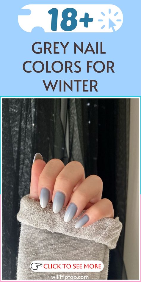 Genießen Sie die Winterstimmung mit eleganten grauen Nagelfarben! Verleihen Sie Ihrem Look mit anspruchsvollen Nuancen, die jedes Outfit ergänzen, eine edle Note. Probieren Sie ein mattes Grau für einen modernen Touch oder fügen Sie mit einem schimmernden Silberton etwas Glanz hinzu. Bleiben Sie in dieser Saison im Trend! Winter Grey Nails, Cold Nails Winter, Grey Nail Colors, Winter Color Nails, December Nail Colors, Grey Winter Nails, Winter Nail Colours, Nail Colors For Winter, Matte Nail Colors