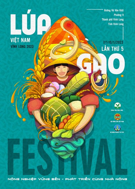 POSTER DESIGN | Vietnam Rice Festival :: Behance Advertisment Posters Ideas, Art Festival Poster, Festival Poster Design, Illustrator Ideas, Festive Poster, Illustration Design Graphique, Graphic Design Posters Layout, Chinese Posters, Poster Design Layout