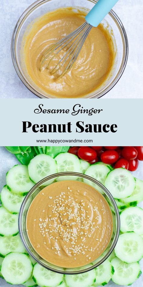 Ginger Peanut Sauce, Sauce For Vegetables, Vegetable Dips, Peanut Dipping Sauces, Sesame Ginger, Vegan Dip, Sesame Sauce, Ginger Sauce, Vegan Sauces