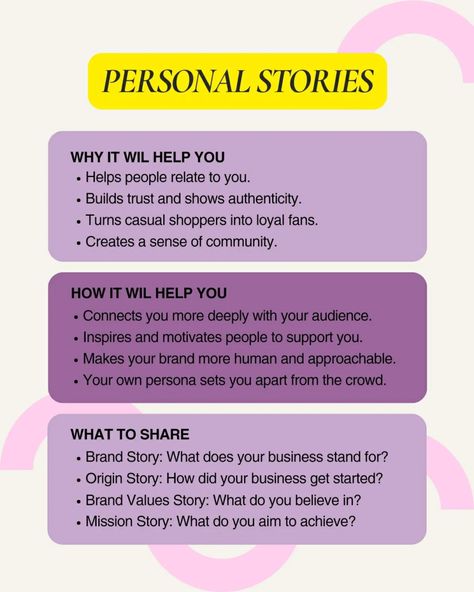 Storytelling inspo! I''ll break down the WHY, HOW & WHAT of storytelling for your business - and don't miss the framework on the last slide to get started right away. Storytelling is a game-changer for your business, so if you’re notdoing it yet, what are you waiting for? Hope this helps! Otherwise let me know in the comments and I'll help you out 💜🧚‍♀️⚡ #storytelling #smallbusiness #entrepreneursmindset #entrepreneurship #instagramforbusiness #instagramtips Story Telling, Build Trust, Do You Believe, Brand Story, Instagram Tips, Game Changer, Let Me Know, Helping People, Storytelling