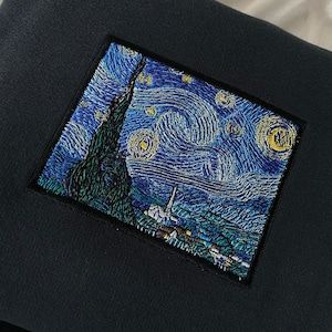 Starry Night Embroidery, Clothing Business Ideas, Night Embroidery, Vincent Van Gogh Starry Night, Easy Diy Room Decor, Clothing Business, Starry Night Van Gogh, Brand Concept, Nft Art