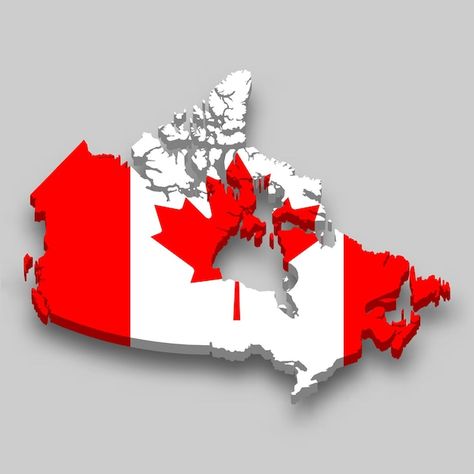 Map Of Canada, Isometric Map, 3d Isometric, Canada Map, Wallpaper Earth, Flag Vector, Illustrated Map, National Flag, Canada Flag