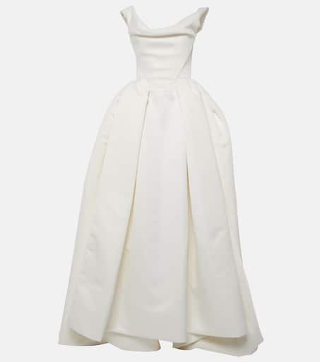 Bridal Nova Bagatelle gown in white - Vivienne Westwood | Mytheresa Vivienne Westwood Nova Bagatelle, Vivienne Westwood Bagatelle, Vintage Vivienne Westwood Bridal, Ysl Wedding Dress, Vivienne Westwood Bridal 2024, 90s Vera Wang Wedding Dress, Blair Waldorf Wedding Dress, Silk Ball Gown Wedding Dress, Nova Bagatelle