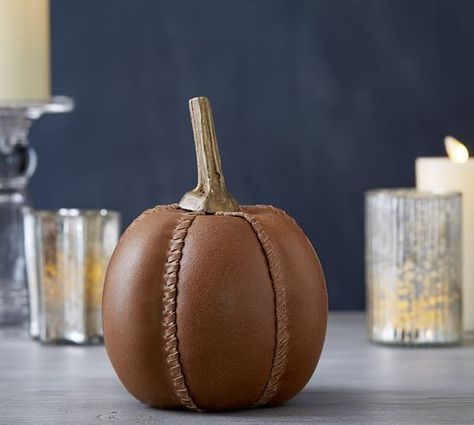 Leather. Fall Pottery, Leather Pumpkin, Pumpkin Pottery, Holiday Decor Trends, Home Decor Objects, Decor Objects, My Bae, New Home Decor, Pumpkin Decor