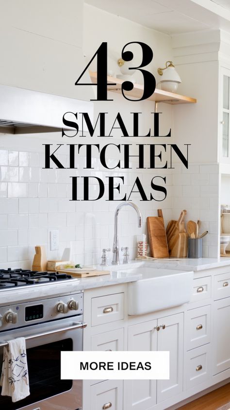 Upgrade your small kitchen with these 43 timeless ideas! Discover how to use white cabinetry, efficient layouts, and clever storage solutions to create a bright, functional, and stylish cooking space. Perfect for compact homes and apartments. #SmallKitchenIdeas #WhiteKitchens #SpaceSavingTips #FunctionalDesign #CompactLiving #KitchenInspo #MinimalistKitchens Efficient Kitchen Layout, Kitchen Without Island, Smart Small Kitchen, Functional Kitchen Layout, Narrow Kitchen Design, Creative Small Kitchen, Small Kitchen Ideas Layout, Small Condo Kitchen, Small Galley Kitchen Remodel