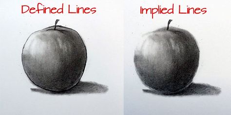 Implied Lines vs Defined Lines - The lines that we see are seldom the lines that we draw... Implied Line Art, Negative Space Drawing, Fundamentals Of Drawing, Implied Line, Drawing Space, Art Definition, Space Drawing, Teaching Drawing, 8th Grade Art