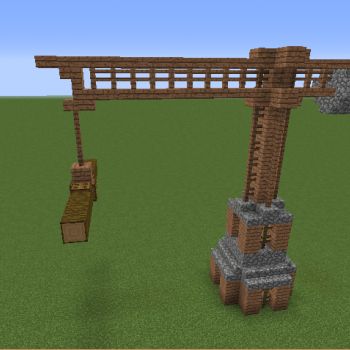 Crane In Minecraft, Minecraft Dock Crane, Minecraft Crane Ideas, Minecraft Crane Design, Minecraft Crane, Minecraft Railway Ideas, Minecraft Building Blueprints, Minecraft Steampunk, Minecraft Houses Survival