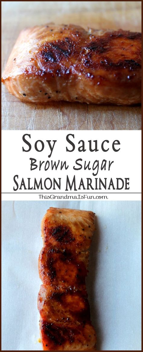 Soy Sauce Brown Sugar Marinade Even Salmon haters will love salmon with this Soy Sauce Brown Sugar Marinade .This Soy Sauce and Brown Sugar Salmon Marinade is not only an easy weeknight meal, but elegant enough to impress guests. Carmelized, healthy, and delicious! Once marinaded, the salmon is baked. A beautiful caramelized crust forms leaving the Salmon tender, moist and full of flavor. This is the easiest way to prepare and cook salmon. It is simple and it's presentation is elegant. Give it a Brown Sugar Salmon, Salmon Marinade, Cook Salmon, Salmon Soy Sauce, Garlic Butter Salmon, Butter Salmon, Salmon Seasoning, Healthy Salmon, Cooking Salmon