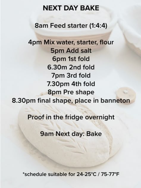 My go to schedule when it comes to making sourdough bread, for both ambient and cold proofing methods

This is for guidance only, with some additional notes below. Much more in my Sourdough Bread Guide ☺️ Next Day Sourdough Bread, Sour Dough Baking Schedule, Sourdough Bread Terms, True Sourdough Bread Recipe, Weekend Sourdough Schedule, What To Use Sourdough Bread For, How To Proof Sourdough Bread, What To Pair With Sourdough Bread, Sourdough Ratio Chart