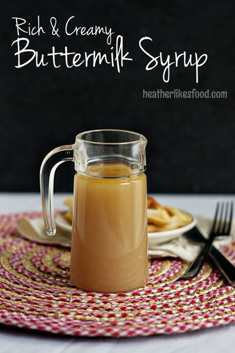 Rich and Creamy Buttermilk Syrup | heatherlikesfood.com Homemade Syrups, Buttermilk Syrup, Sweet Sauces, Syrup Recipes, Favorite Breakfast Recipes, Homemade Syrup, What's For Breakfast, Syrup Recipe, Sweet Sauce